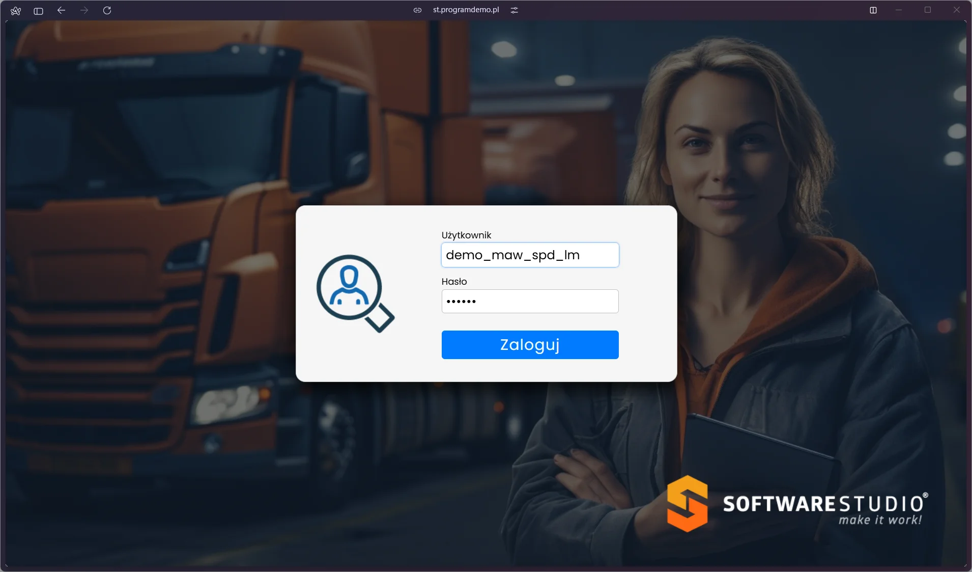 Studio VSS.net - ekran logowania do portalu spedytora i przewoźnika