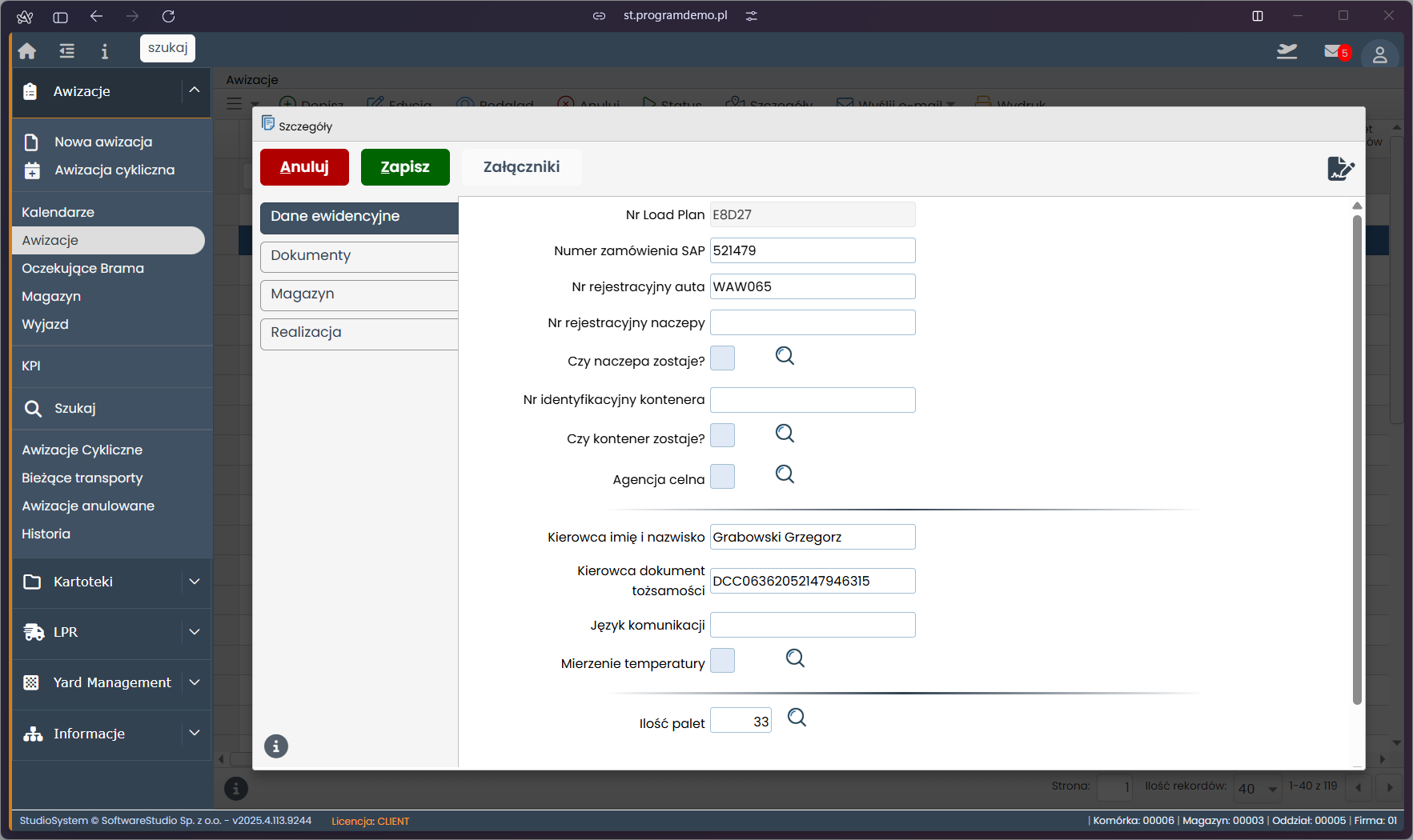 Awizacja dostaw online - VSS.net