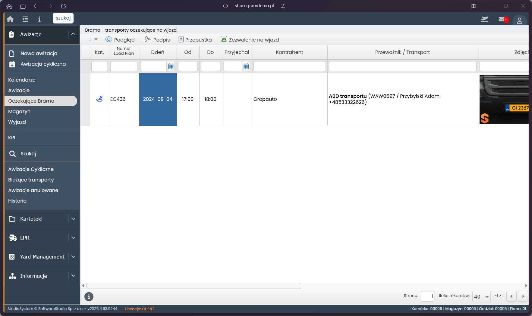 Oprogramowanie awizacja dostaw