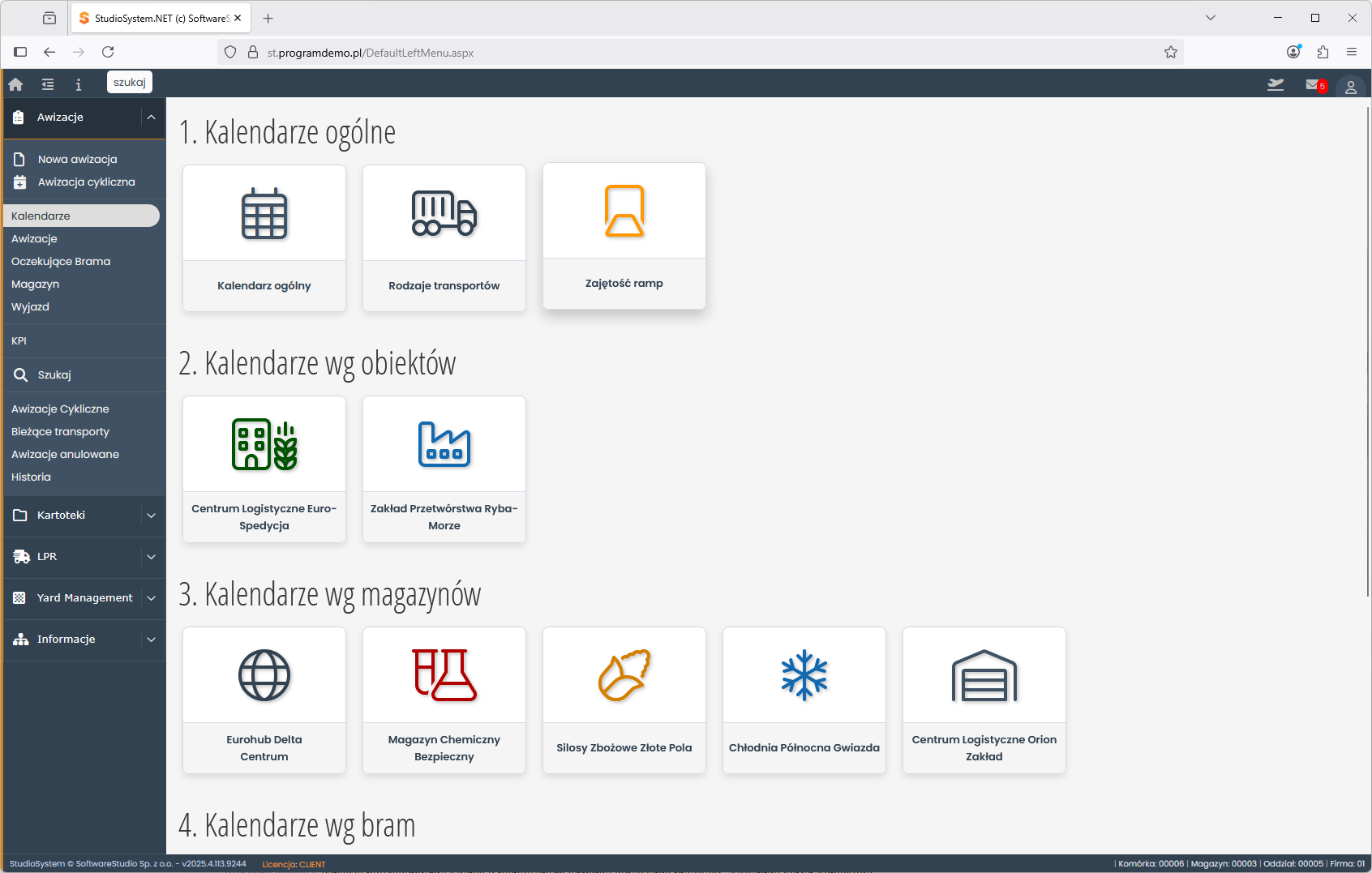 pojemność obszarów załadunkowych