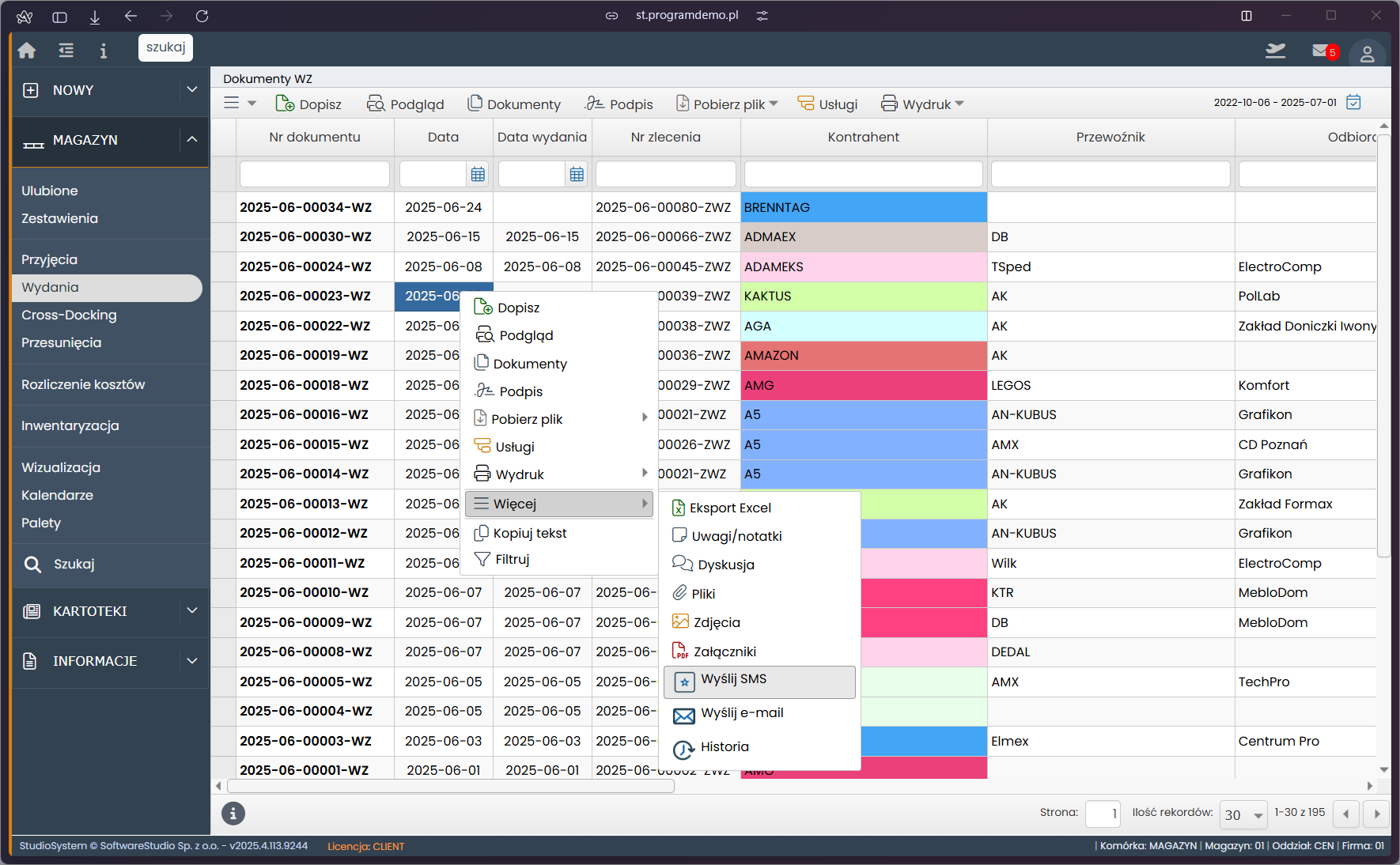 wysyłka powiadomień z programu awizacyjnego 